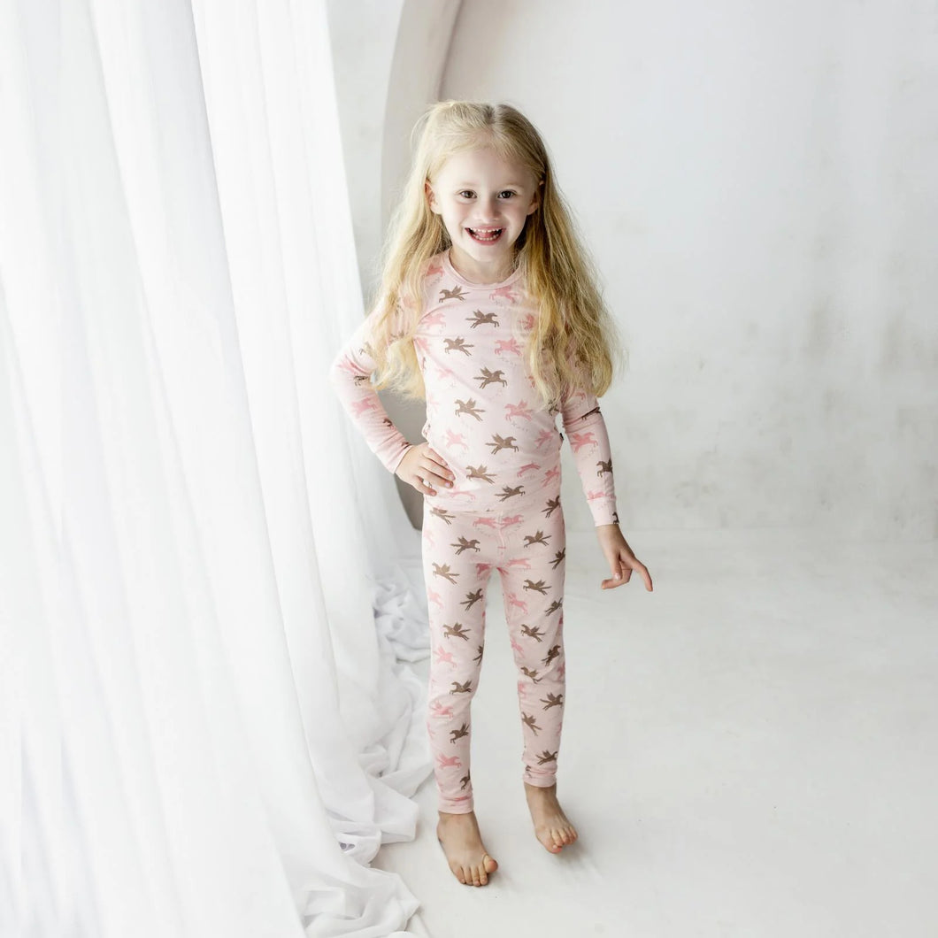 Print Long Sleeve PJ Set Baby Rose Pegasus
