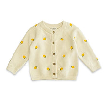 Load image into Gallery viewer, Lemon Embroidered Sweater Knit Kit Baby Cardigan - Sweet Cream
