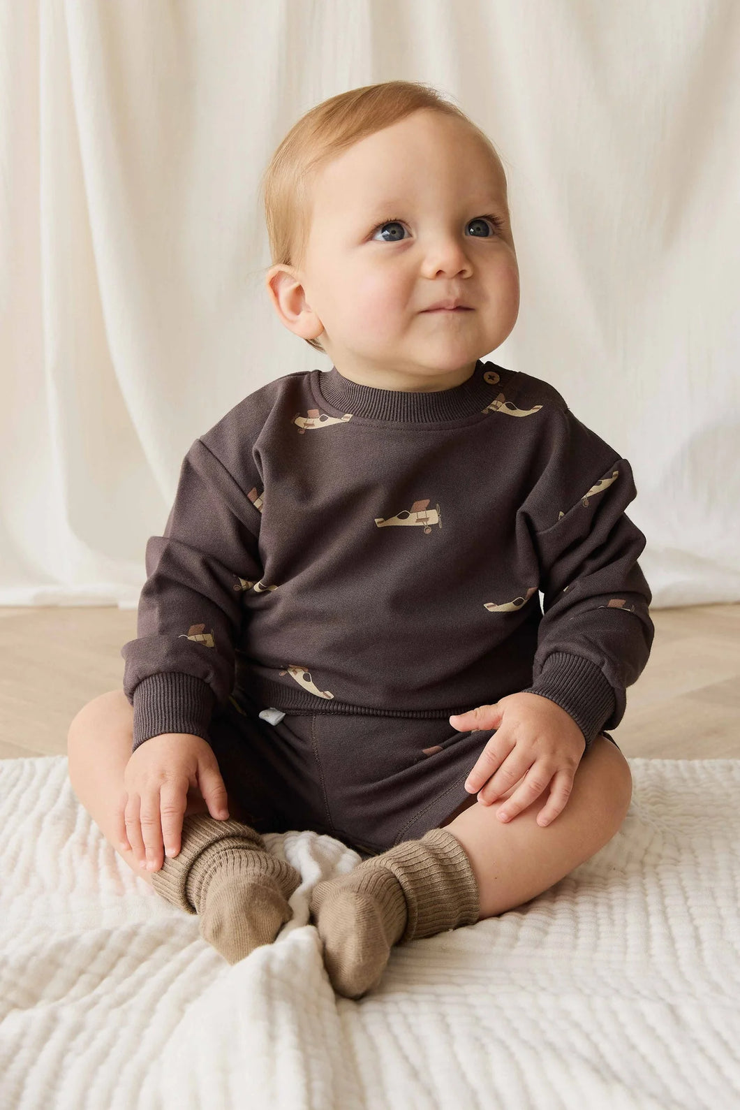 Organic Cotton Peyton Sweatshirt - Pilot, Planes Bistre
