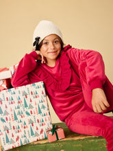 Load image into Gallery viewer, Velour Ruffle Tunic Top - Red
