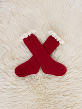 Load image into Gallery viewer, Lace Trim Knee Socks - Red
