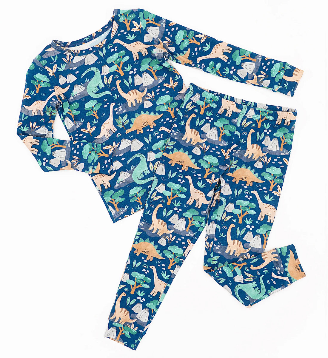 Kids Bamboo Pajamas - Bamboo Fall Clothing - Arlo Dinosaur – Lex & Cleo