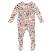 Load image into Gallery viewer, Print Muffin Ruffle Fooite With 2 Way Zipper - Baby Rose Arctic Animals
