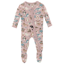 Load image into Gallery viewer, Print Muffin Ruffle Fooite With 2 Way Zipper - Baby Rose Arctic Animals
