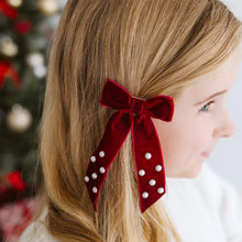 Load image into Gallery viewer, Ruby Red Velvet Coquette Bow Clip
