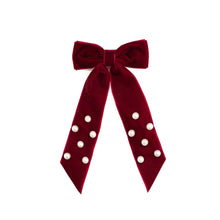 Load image into Gallery viewer, Ruby Red Velvet Coquette Bow Clip
