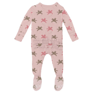 Print Muffin Ruffle Footie With 2 Way Zipper - Baby Rose Pagesus