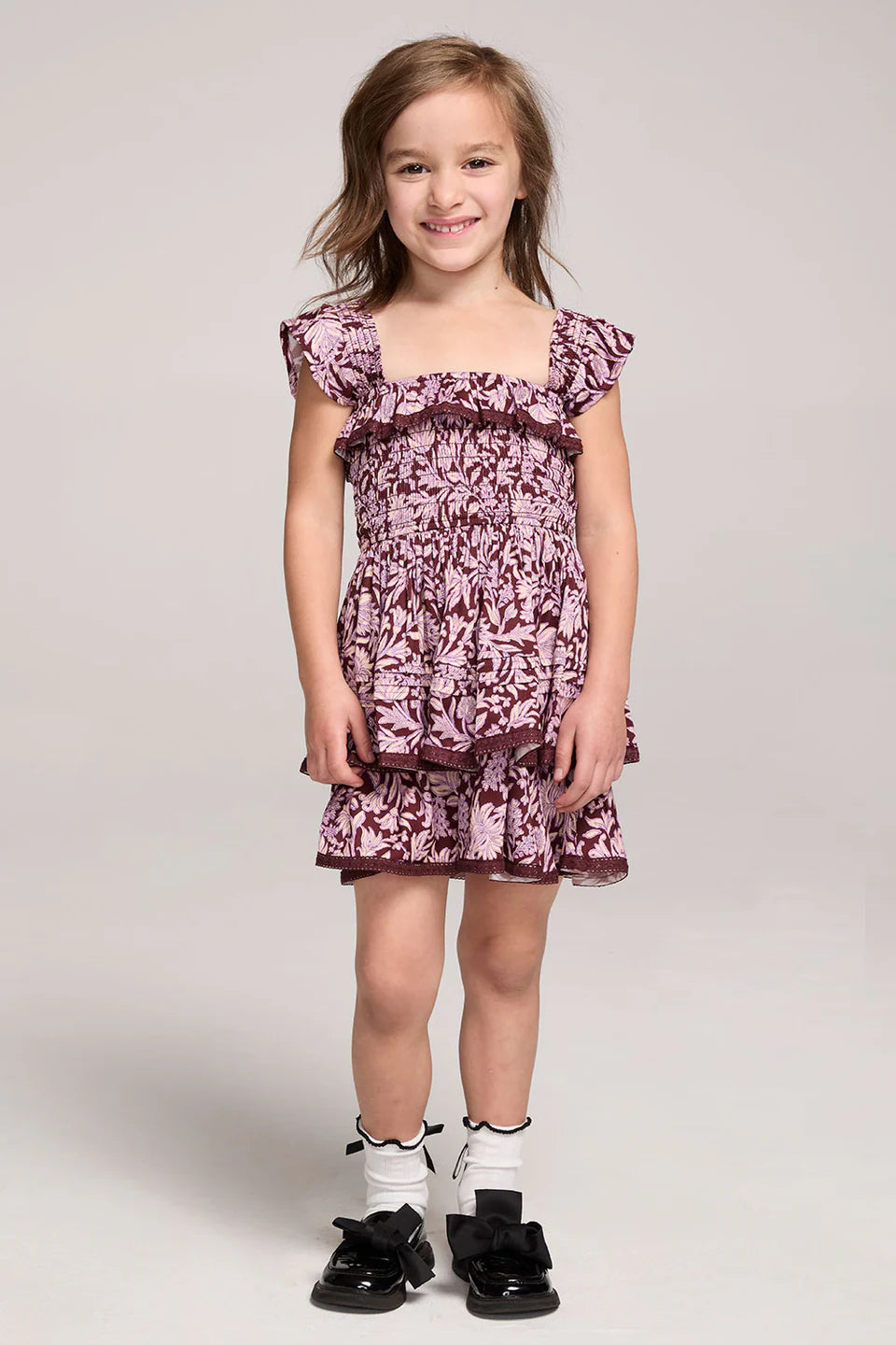 Ruffle Sleeve Mini Dress Sangria