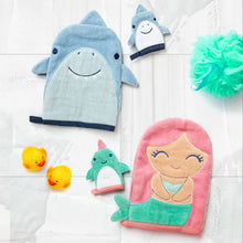 Load image into Gallery viewer, Bath Mitt With Finger Puppet - Shark
