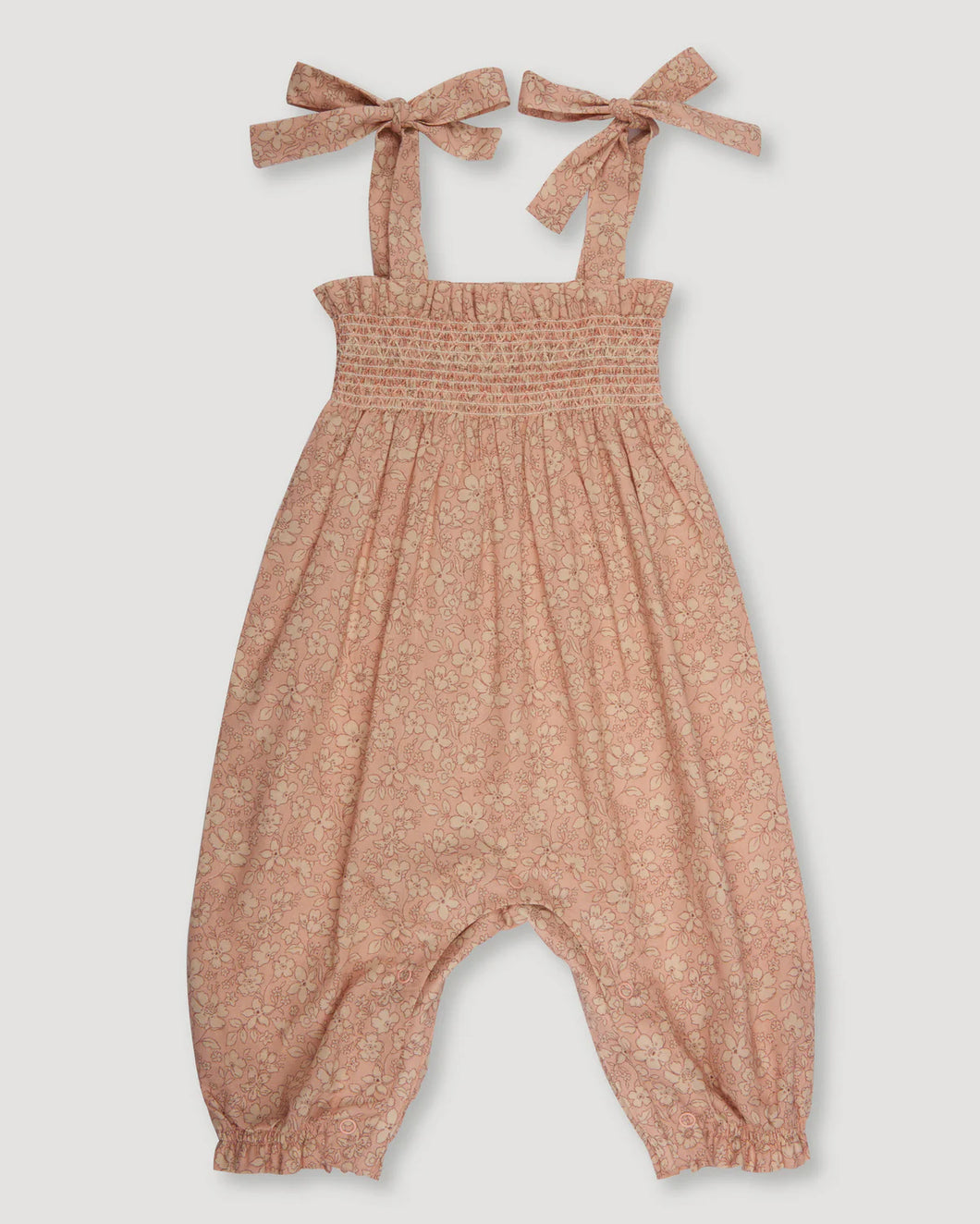 Audrey Smocked Overall Romper Mini Flower