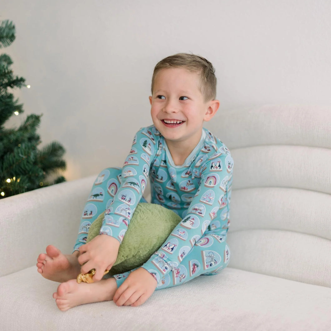 Print Long Sleeve Pajama Set - Glacier Snow Globes