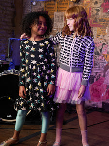 Printed Ballet Dress - Colorblock Metallic Stars