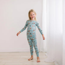 Load image into Gallery viewer, Print Long Sleeve Pajama Set - Stormy Sea Gingerbread Town
