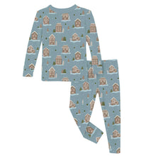 Load image into Gallery viewer, Print Long Sleeve Pajama Set - Stormy Sea Gingerbread Town
