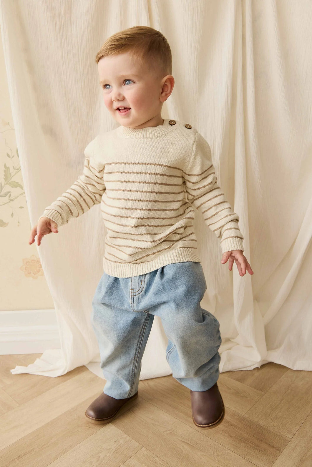 Malcom Knitted Jumper - Malcom Stripe Cloud/Brioche