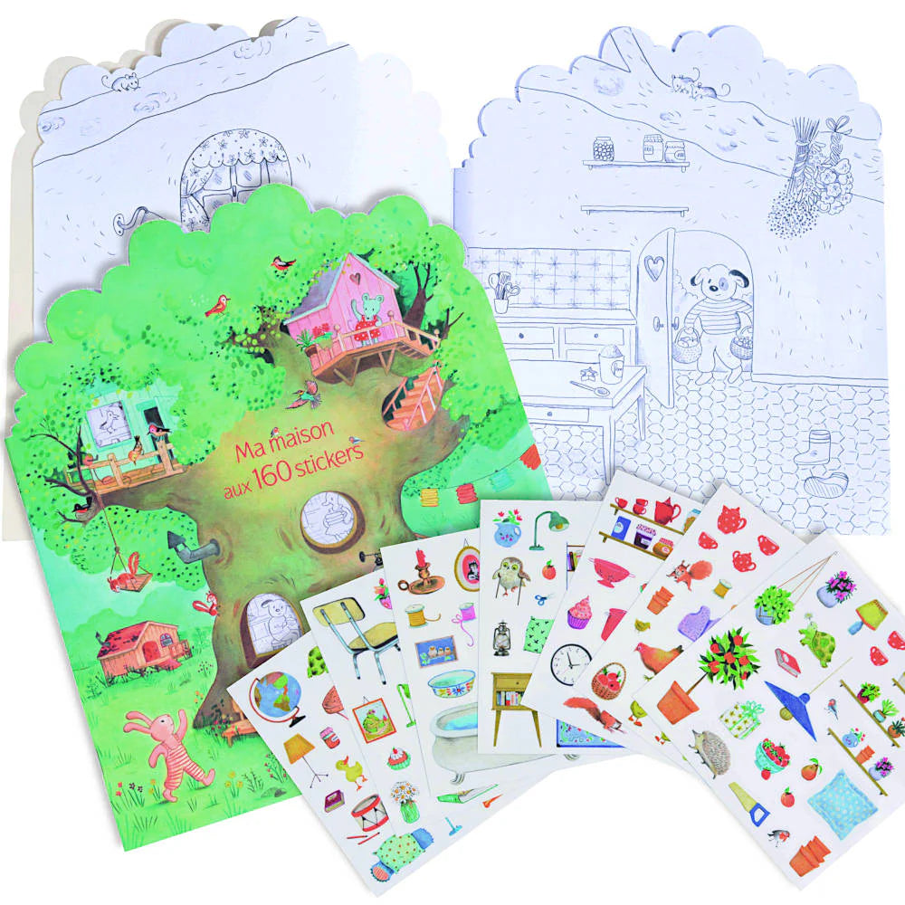 Box of 6 Coloring Books & Assorted Stickers The Big Family - Moulin Roty