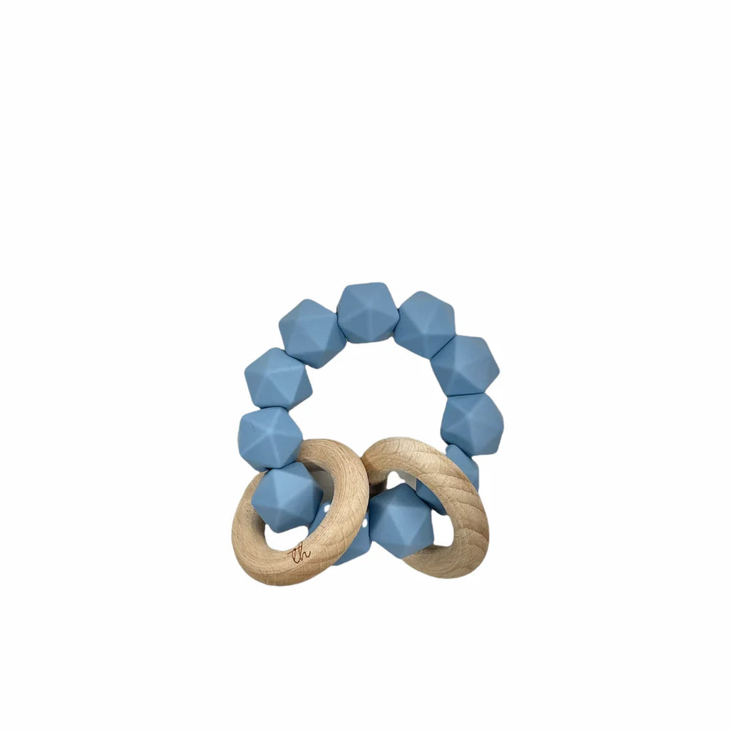 Abby Silicone & Beech Wood Rattle - Slate