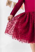 Load image into Gallery viewer, Kids Tulle Dress - Girls Velvet Heart Holiday Dress - Ruby
