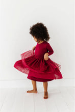 Load image into Gallery viewer, Kids Tulle Dress - Girls Velvet Heart Holiday Dress - Ruby
