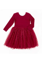 Load image into Gallery viewer, Kids Tulle Dress - Girls Velvet Heart Holiday Dress - Ruby
