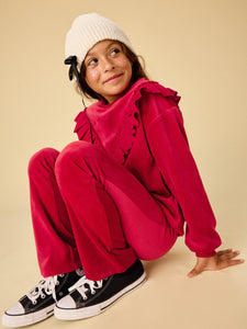 Very Velour Flare Pants - Red