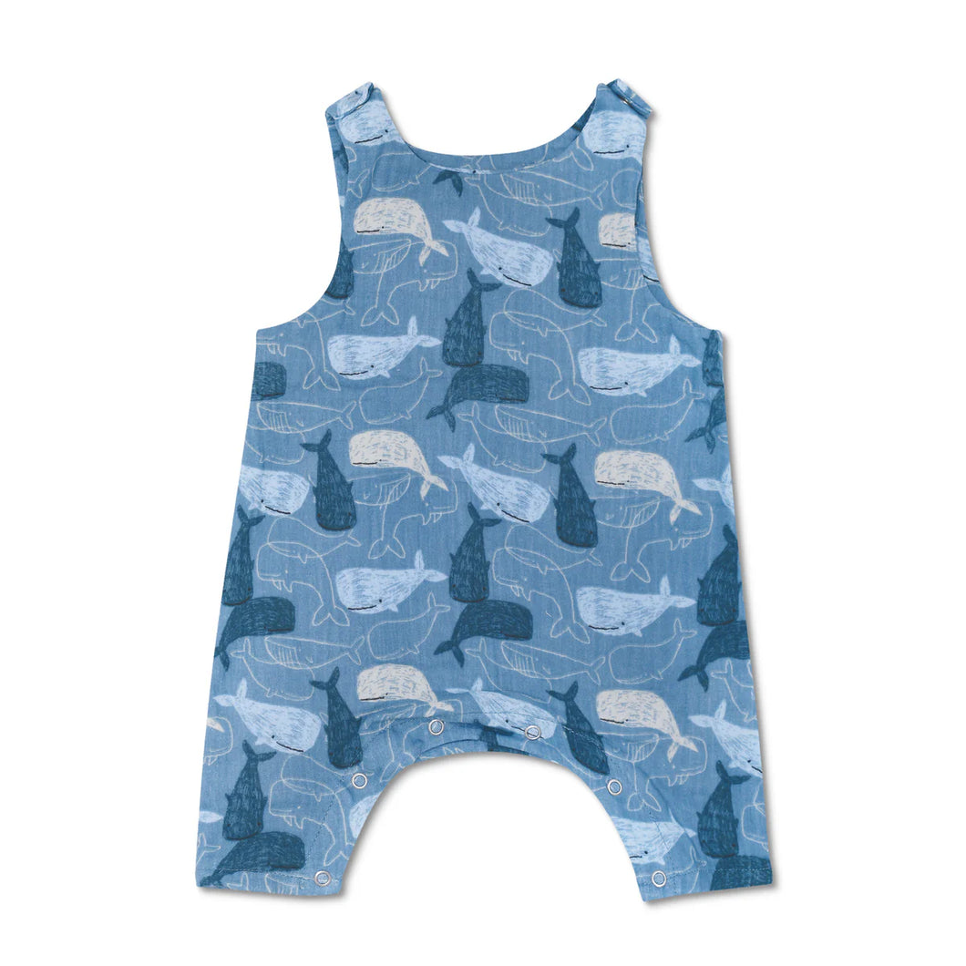 Muslin Sleeveless Coverall - Whale Tales
