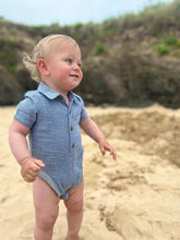 Load image into Gallery viewer, Helford Woven Onesie Navy/White Stripe
