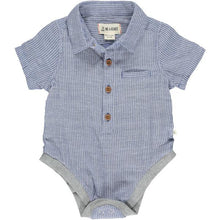 Load image into Gallery viewer, Helford Woven Onesie Navy/White Stripe
