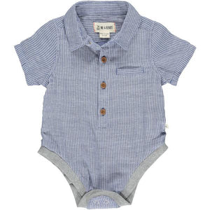 Helford Woven Onesie Navy/White Stripe