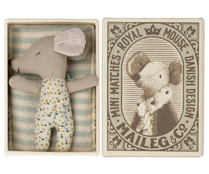 Sleepy/Wakey Baby Mouse In Matchbox Blue