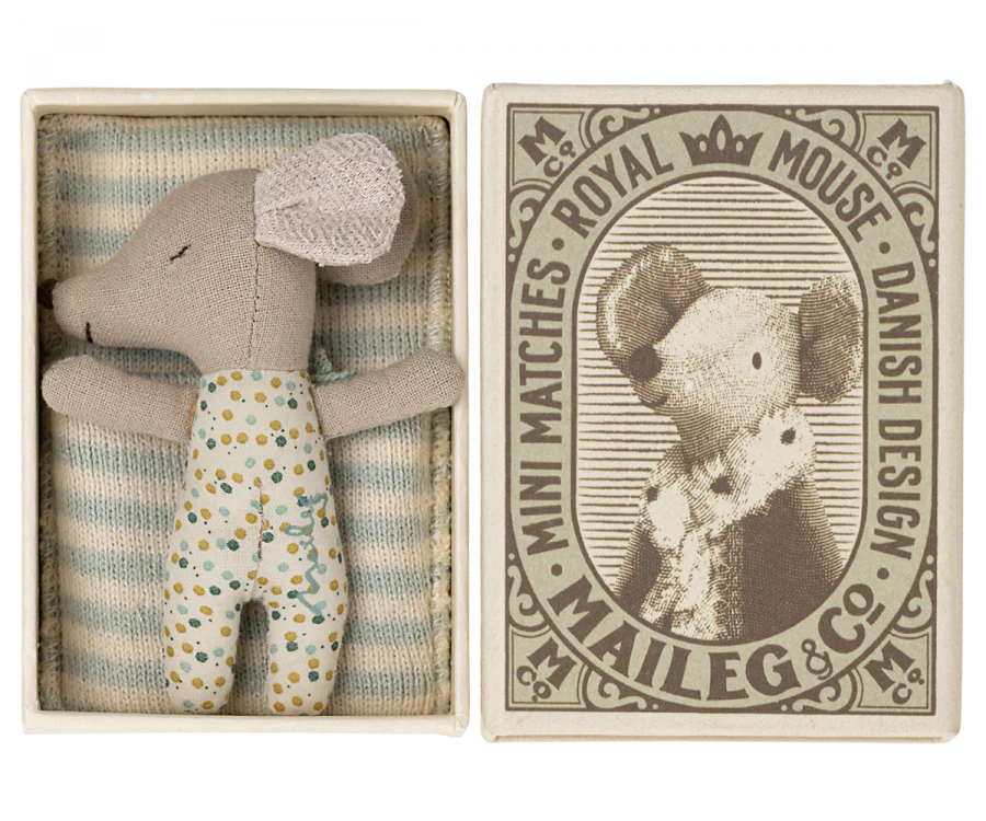 Sleepy/Wakey Baby Mouse In Matchbox Blue