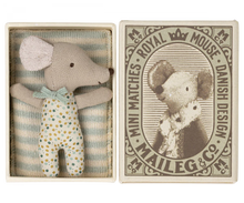 Load image into Gallery viewer, Sleepy/Wakey Baby Mouse In Matchbox Blue
