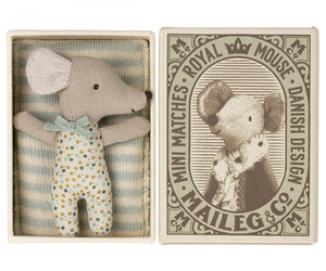 Sleepy/Wakey Baby Mouse In Matchbox Blue