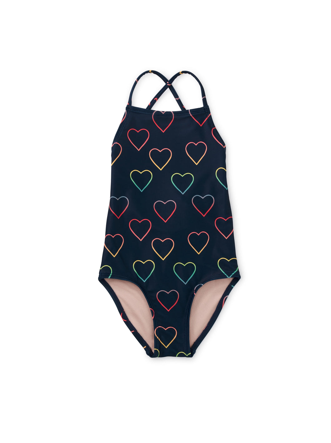 Cross Back Swimsuit Ombré Blue Hearts