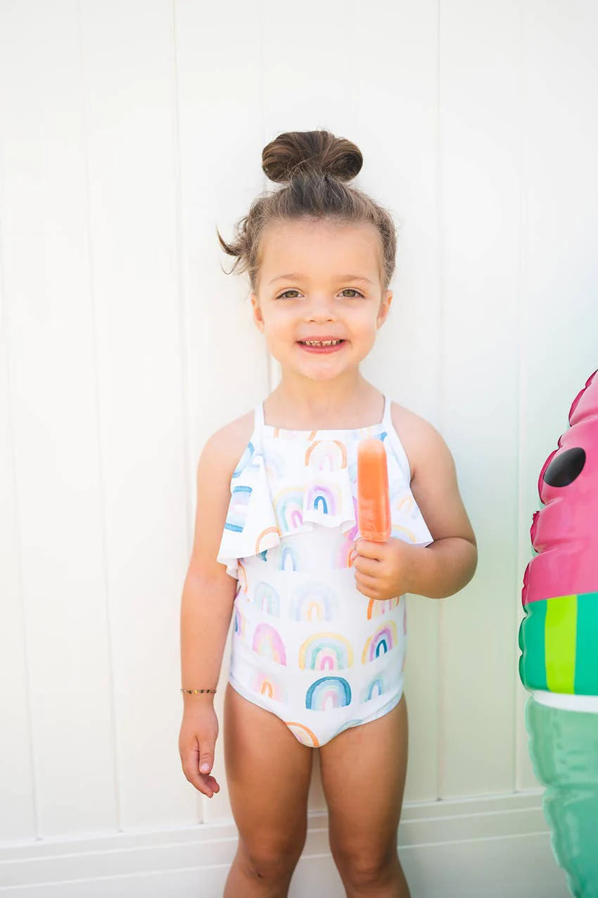 Makayla Swim In Watercolor Rainbow
