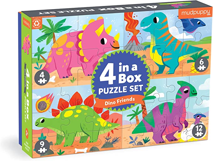 4 In A Box Puzzle Set - Dino Friends
