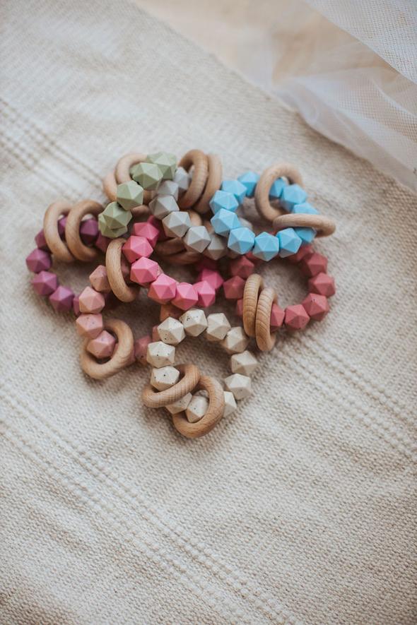 Abby Silicone & Beech Wood Rattle - Navajo Beige