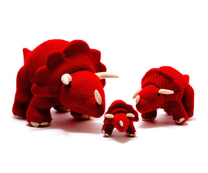 Knitted Triceratops Plush Toy Red