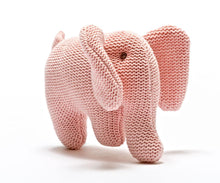 Load image into Gallery viewer, Knitted Organic Cotton Pink Elephant Baby Rattle
