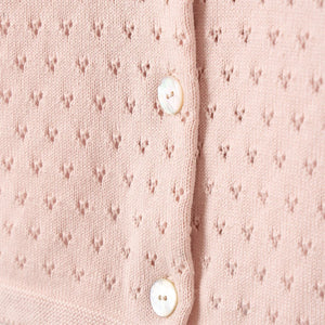 Sweater Pointelle Cardigan With Hat Pink