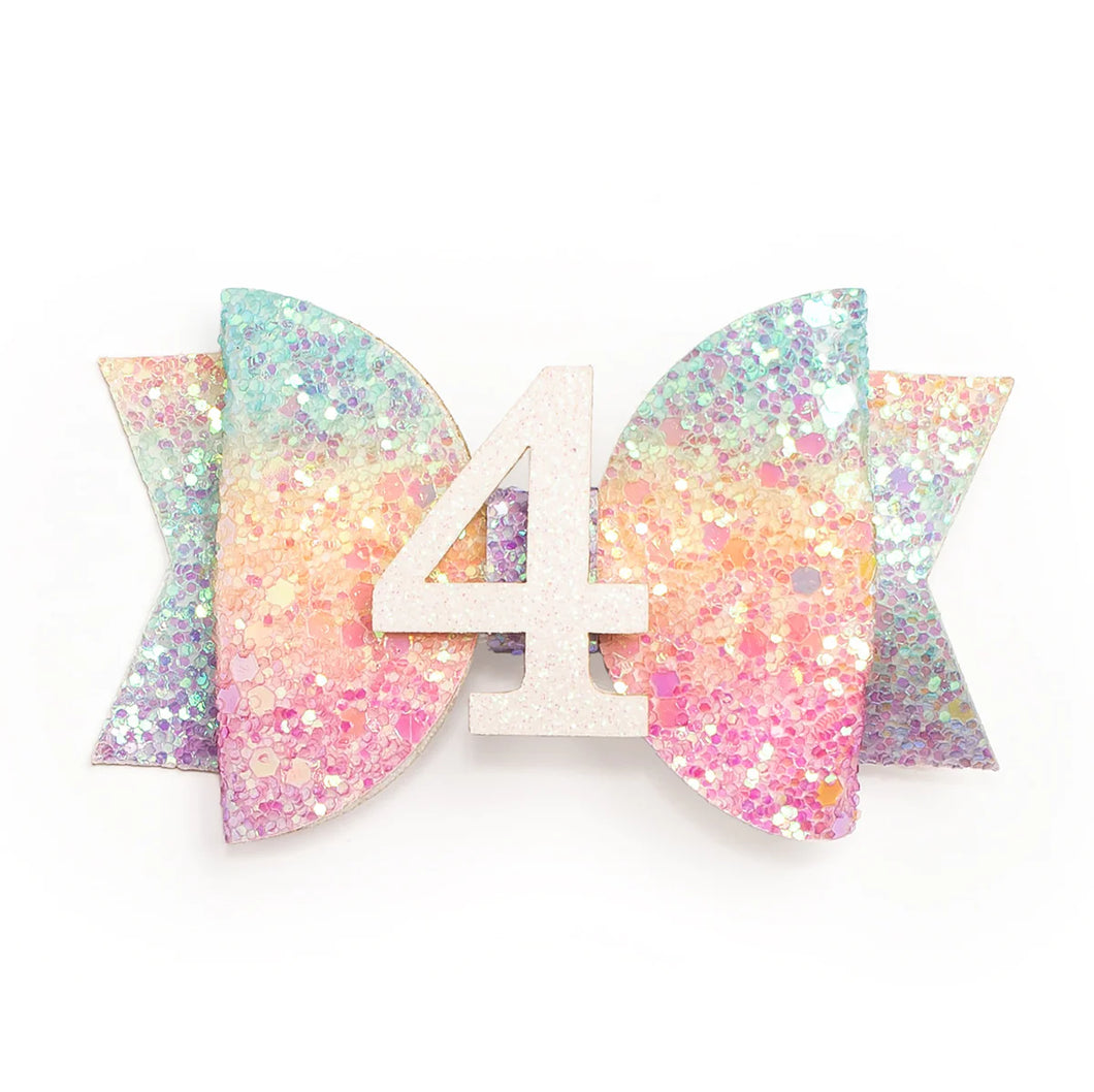 Pastel Rainbow Bow # 4 Clip