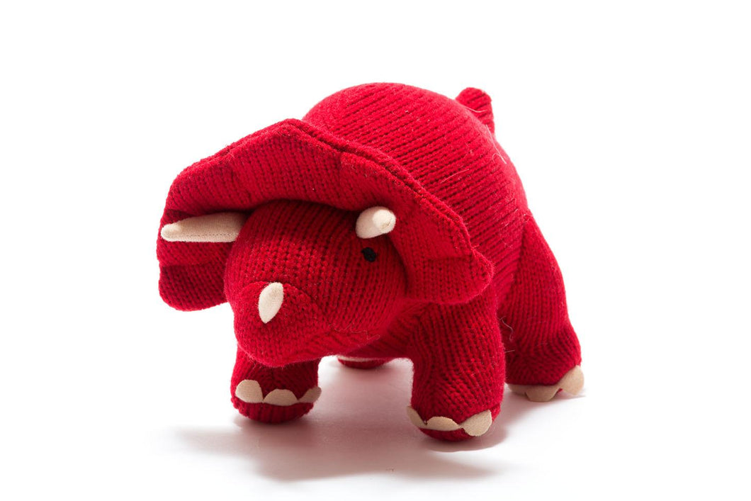 Knitted Triceratops Plush Toy Red