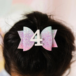 Pastel Rainbow Bow # 4 Clip