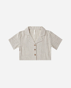 Cropped Collared Shirt - Laurel Plaid