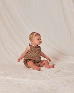 Shoulder Tie Bubble Onesie  Chocolate Flo