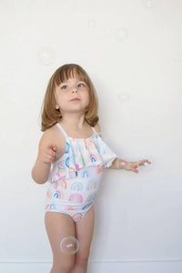 Makayla Swim In Watercolor Rainbow