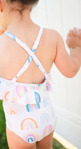 Makayla Swim In Watercolor Rainbow