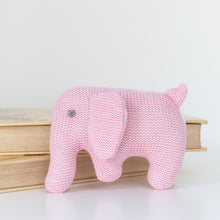 Load image into Gallery viewer, Knitted Organic Cotton Pink Elephant Baby Rattle
