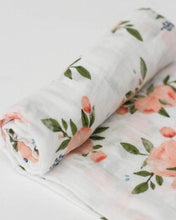 Load image into Gallery viewer, Watercolor Roses Cotton Muslin Swaddle Blanket Single
